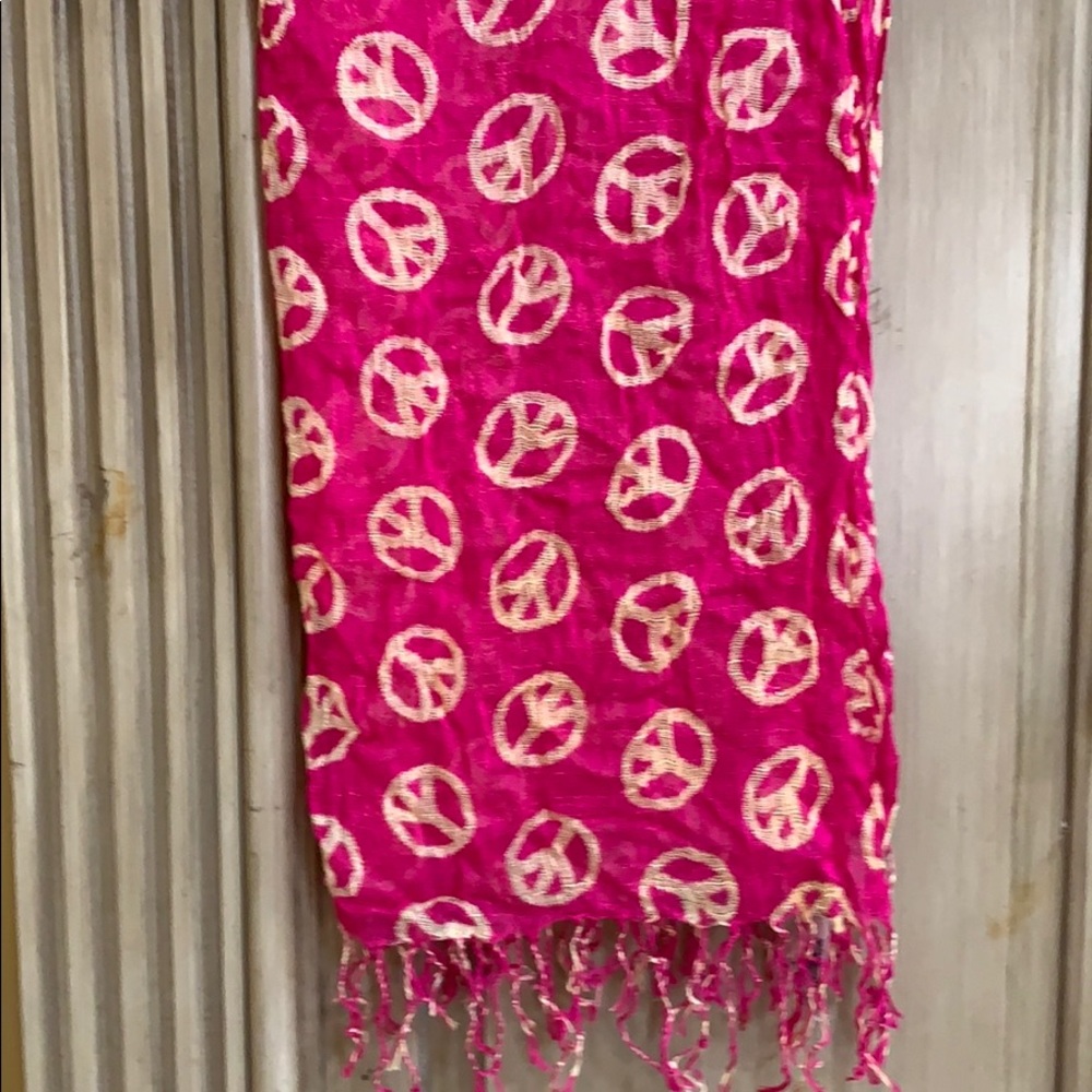 Girl’s Hot Pink Scarf with Peace Signs